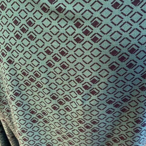 ASCEND deep turquoise geo print stretch knit drawstring ruched lower side top. S - Picture 6 of 7